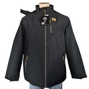 CAT Men's XL NWT Black Full Zip Insulated Waterproof Removable Hood Coat
